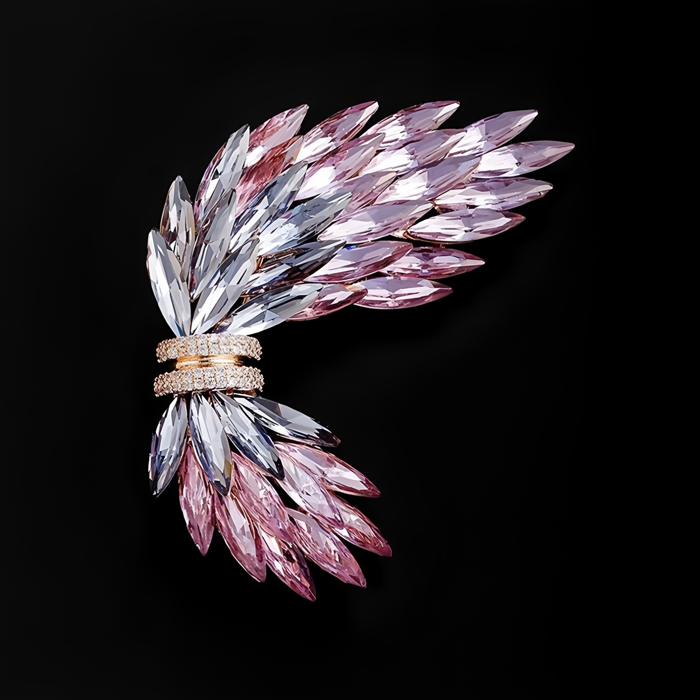 Exquisite Angel Wings Brooch Women's Light Luxury Crystal Wheat Corsage Elegant Luxury Pin Elegant Suit Accessories