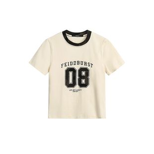 Fudge Pink 2025 Summer New American Style Retro Personality Simple Spice Girls Short-sleeved T-shirt