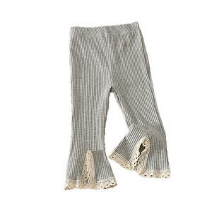 Infant Early Autumn Baby Girl Korean Style Micro Lace Pants Lace Stretch Pit All-match Solid Color Flared Pants