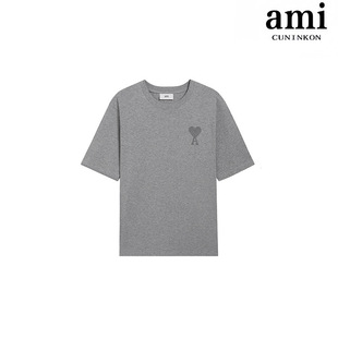 Trendy Brand Ami Short-sleeved Towel Embroidered Love T-shirt Macaron Same Color Loose All-match Pure Cotton Couple Star Same Style