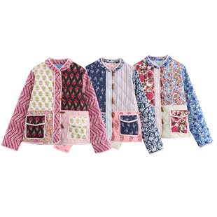 ZA European and American women's clothing Amazon cross-border foreign trade European and American women's clothing 2024 autumn and winter new street fashion printing stitching