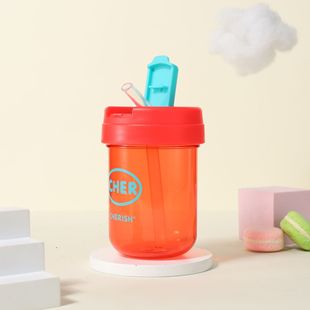 Internet Celebrity Double Drink Ton Cup Simple Style High-looking Space Straw Cup Mini Student Portable Cup Wholesale