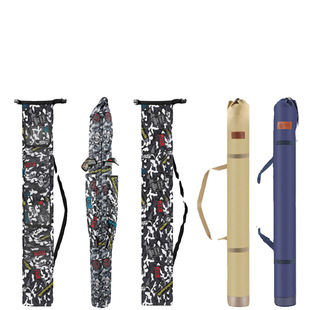 Canvas multi-functional fishing umbrella bag Rod bag Oxford cloth folding with side pocket fishing rod dip net fishing gear storage bag portable