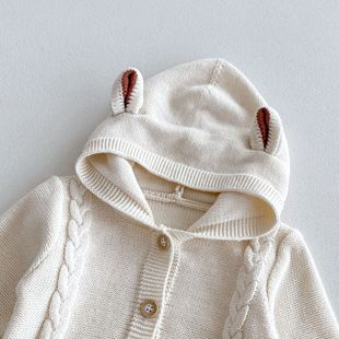 Autumn New Baby Cotton Yarn Knitted Sweater Climbing Suit for Boys and Girls Baby Stylisch Cute Hooded Jumpsuit