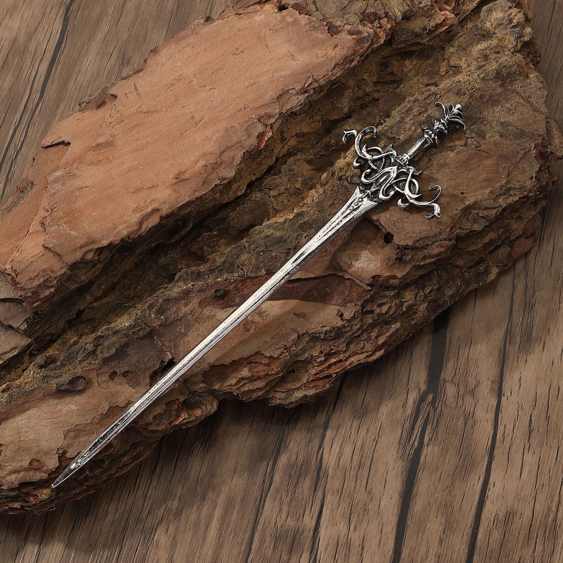 Vintage Viking wave sword hairpin, women's hair accessory, witch cosplay prop, DIY ornament, cartoon doll decoration