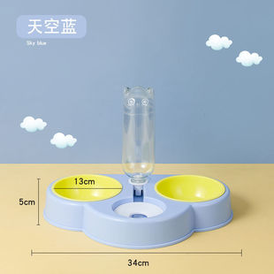 Cloud type multi-use three bowls of automatic drinking cat snack bowl anti-knock dog food bowl PP material cat bowl wholesale