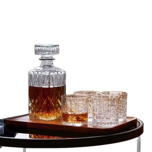 Whiskey bottle suit European-style high-end crystal glass wine bottle square diamond XO wine set household sealed wine bottle