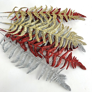 Christmas tree decoration Persian leaf 50cm simulation leaf gold powder Christmas atmosphere layout leaf accessories wholesale