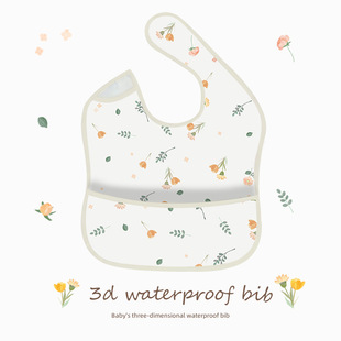 Baby Bib Slip Pocket Stereo Dining Pocket Wash-Free Waterproof Baby Bib Keel Bib for Boys and Girls Children