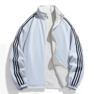 Jacket Men's Spring and Autumn New Three Bars Double-sided Jacket Couple's Outdoor Sports Casual Rustic Cross-border Jacket