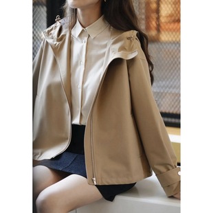 IC Xiaohe 2024 Autumn New Windbreaker Women's Fashionable Profile Simple and Nat Hooded Short Coat