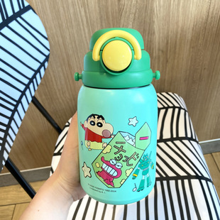 Bei Shiba Crayon Xiao Xin Blue Tea Cang Doll 800ml Thermos Cup Genuine Authorized Cartoon Internet Red Suction Cup
