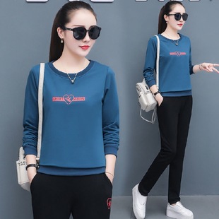 772# Sports suit women's 2023 Spring and Autumn New plus size fashionable western style long sleeve loose casual clothes two-piece suit