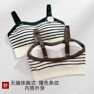 Early spring striped breast wrap tube top anti-light bra without steel ring with breast pad suspenders bottoming beautiful back underwear for women