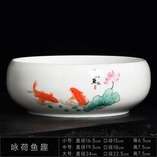 Narcissus flower pot ceramic large household copper money grass special one leaf lotus bowl lotus pot fleshy hydroponic water lily pot wholesale