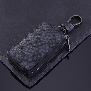 Car remote control key case zipper bag with window button position hardware buckle unisex high-end leather case Wholesale