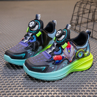 2025 new spring cartoon boys running shoes children's shoes children's rotating button sneaker boys wholesale boys treasure