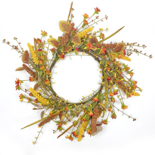 Autumn wreath harvest Thanksgiving decoration cross-border in stock supply lavender small floral eucalyptus door hanging
