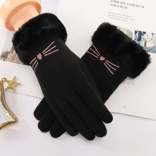 Women's winter warm gloves velvet plus velvet touch screen gloves thickened sports skiing self-heating cycling gloves