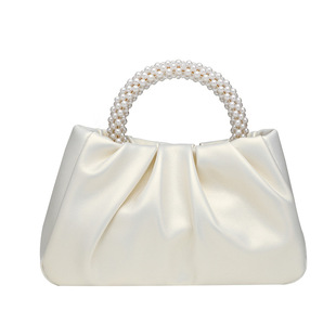 Classic Pearl Handbag Women's Bag Fashion All-match Pleated Crossbody Cloud Bag Mini Mobile Phone Small Bag Trendy