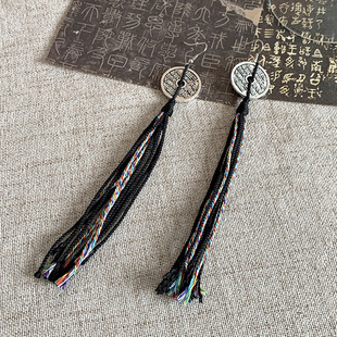 Mountain Ghost Earrings Ethnic Long Tassel Mountain Ghost Spending Earrings Personalized Earrings Design Sense Tibetan Niche Earrings