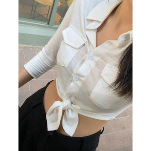 White Slim-fit Shirt Women's Summer Spice Girl Thin Long-sleeved Sunscreen Shirt Small Design Niche Top