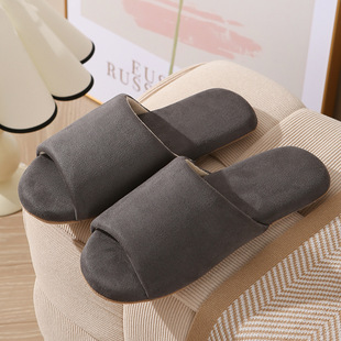 Japanese style open slippers four seasons soft bottom non-slip silent lovers floor home indoor wooden floor mute slippers