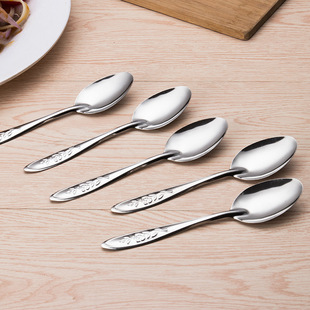 New Rose Stainless Steel Spoon Drinking Soup Spoon Food Grade Tableware Household Long Handle Cute Watermelon Spoon Wholesale