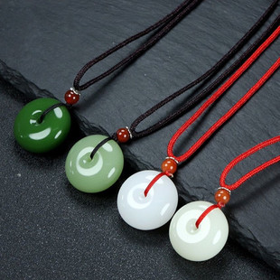 Wholesale Outer Mongolian Material Ping An Buckle Jade Pendant Hetian Jade Ping An Buckle Xinjiang Jasper White Jade Pendant for Men and Women