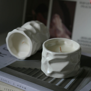 Customized Logo Ceramic Candle Cup Filled with Wax Empty Cup Scandinavian Aromatherapy Container Cross-Border Personalized Candle Holder Fragrance Gift