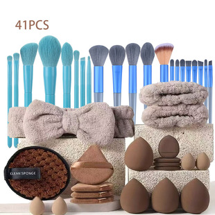 Cross-Border Hot-Selling Powder Puff Set 40Pc Beauty Tool Brush Large Combination Face Wash Makeup Puff Complete Set of 46 Brushes
