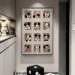 Mickey living room decorative painting modern minimalist Mickey Mouse sofa background wall painting cartoon floor painting porch mural