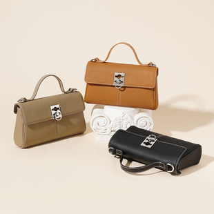 Top Layer Cowhide 2024 Autumn and Winter New Genuine Leather Women's Bag Niche High-end Retro Texture Portable Shoulder Crossbody Bag