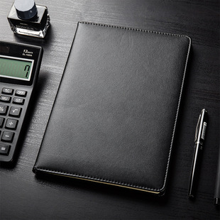 Deli 3161/3162 leather high-end fashion business notebook 16K/25K black 120 pages