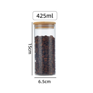 in stock Wholesale High Borosilicate Glass Sealed Jar Kitchen Sealed Storage Jar Tea Jar Bamboo Lid Glass Storage Jar