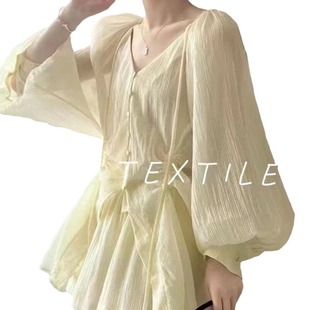 Thin Tencel Woven Glacier Wrinkle Texture Fabric Spring and Summer Breathable Fashion Shirt Sunscreen Fabric