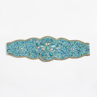New Women's Heavy Industry Bohemian Rice Beads Flower Lace Tight Butterfly Beautiful Yunnan Travel Accessories Waist Cover