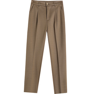 Casual pants women's fleece-lined women's pants woolen suit pants women's autumn and winter 2023 new small cropped pants harem pants
