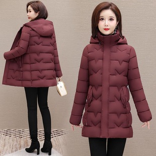 2024 Winter New Korean Style Cotton-padded jacket Mid-length Fashionable Slimming Hooded plus size Thickened Cotton-padded Women's Casual Coat