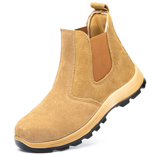 High-top one-step labor protection shoes anti-smash and anti-puncture steel toe-covered welder light autumn four-season work shoes