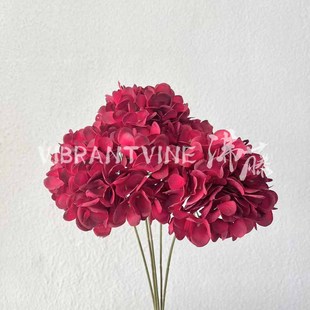 Red wedding decoration simulation flower hotel wedding hall road lead decorative flower rose hydrangea fake flower factory wholesale