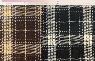 Factory Direct Sales Woolen Gold Thread Large Plaid Woolen Clothing Fabric Shaoxing Fabric