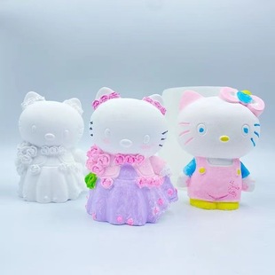 Новый мультфильм KT кошка гипсовая Кукла Плесень DIY Холдинг Цветочная юбка кошка детская живопись украшения игрушка