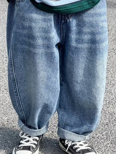 Boys' Jeans Spring 2024 Spring New Korean Style Loose Boy's Straight Pants Spring and Autumn Children's Trendy Pants