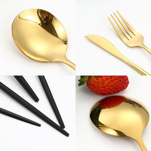 Cross-Border Stainless Steel Tableware Portuguese 24-Piece Set Western Food Hotel Stainless Steel Knife, Fork and Spoon Set for 6-Person Tableware