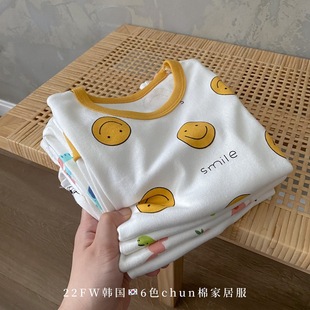 Детский костюм нижнего белья из чистого хлопка, осенне-зимние свежие пижамы, мужская и женская детская одежда, осенняя одежда, осенние брюки, хлопковый свитер, домашняя одежда