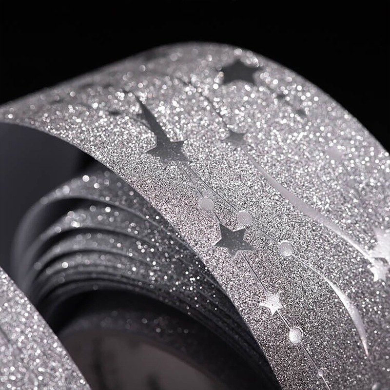 A Beautiful Day: Luminous Silver Series Decorative Theme Tape with Silver Stars, 6 Designs
