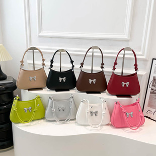 Texturous Design Large Capacity Bow 2025 Solid Color New Fashion Retro Shoulder Underarm Handbag Bag Women