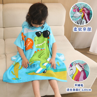 Wholesale Baby Hooded Bath Towel Cartoon Printed Beach Children Bathrobe Cloak Large Absorbent Children Bath Towel Cape