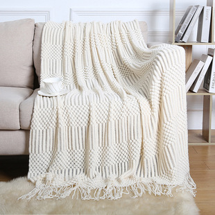 Sofa Blanket Cover Blanket Nordic Cross-border Tassel Air Conditioning Lunch Break Nap Blanket Hotel Bed Set Summer Bed Flag Bed End Blanket